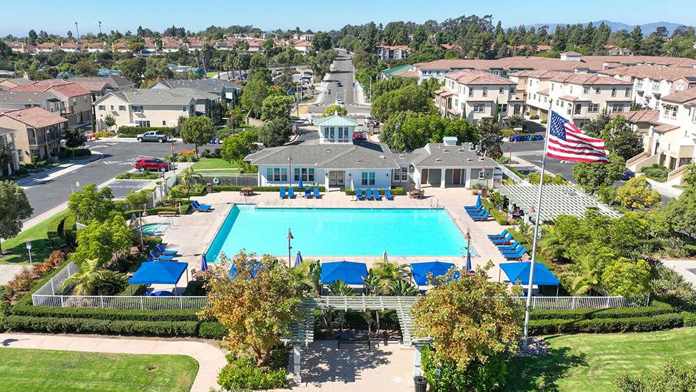 Aerial view of HOA community pool